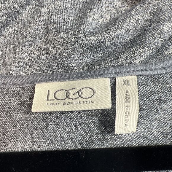 LOGO Lori Goldstein Black Gray 3/4 Sleeve Pockets Color Blocked Lace Size XL - Picture 4 of 10